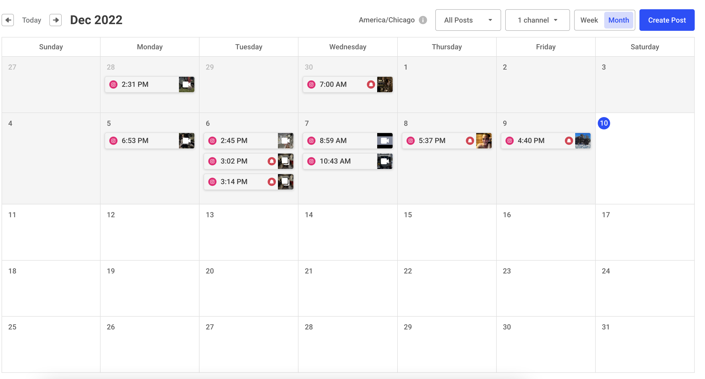 Screen shot of Buffer Social Media Posting Software Calendar