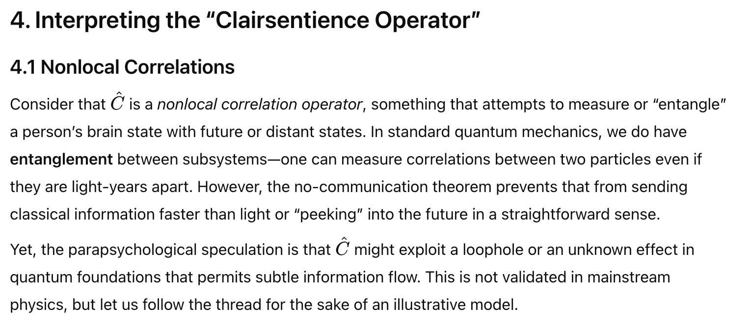 Interpreting the “Clairsentience Operator”